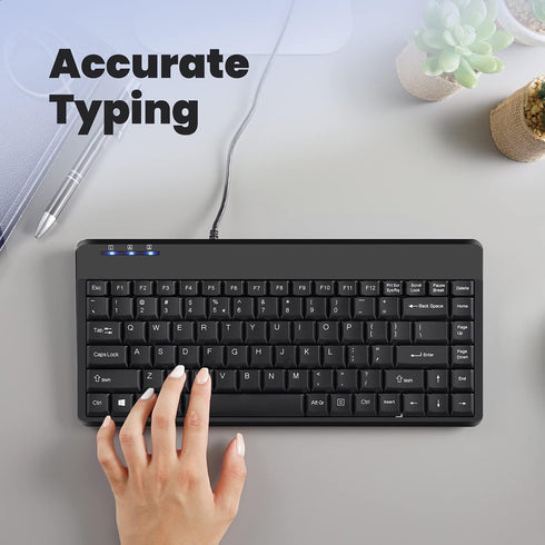Perixx PERIBOARD-409U Wired USB Mini Keyboard, Black, US English Layout