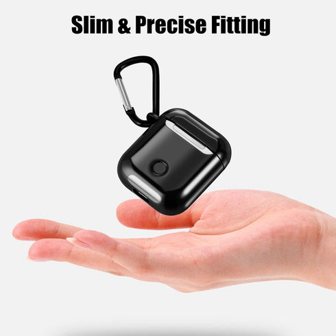 Solomo Compatible AirPods Case Cover, Luxury Plating TPU Soft Skin Protective Shockproof Cover for Apple AirPods (Black)