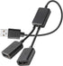 SAISN 1 2 2.0 2 USB Y Splitter Cable Male to Female USB Hub Ports Data Cable Power Cord Charging Extension Adapter Wire