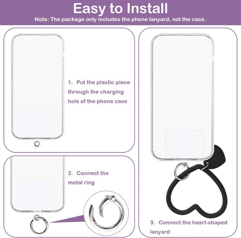 Heart Loop Phone Lanyard, Smart Phone Hand Wrist Lanyard Strap with Key Chain Holder Compatible with Most Smartphones