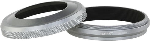 Haoge LH-X49W 2in1 All Metal Ultra-thin Lens Hood with Adapter Ring Set for Fuji Fujifilm FinePix X70 X100 X100S X100T X100F Silver Replaces Fujifilm LH-X100 AR-X100 LH-X70