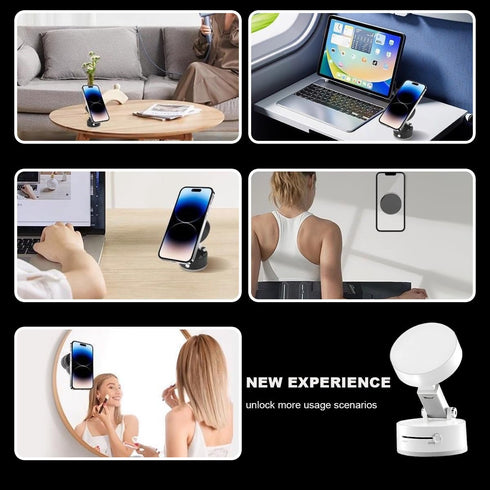 Sandfren Vacuum Suction Magnetic Car Phone Holder, Rotatable Foldable Vehicle Smartphone Mount for Windshield Smooth