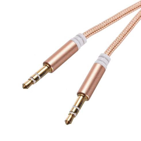 MECCANIXITY 3.5mm TRS Aux Cable Male to Male - 3.3ft Nylon Braided for Phone, Headphone, Speaker, Gold