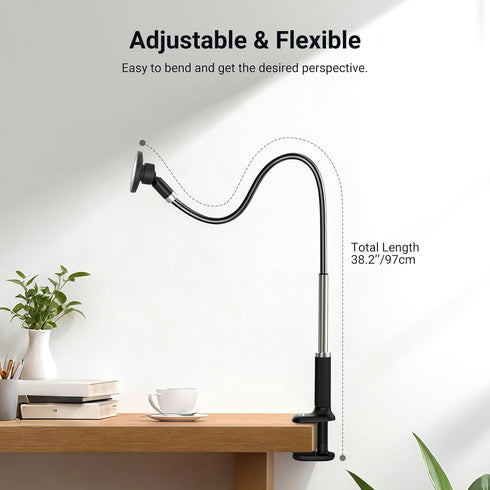 NEEWER 360 PA151 Basics Magnetic Phone Stand for Desk, Overhead Table Cellphone Holder Clamp Mount with Flexible Arm