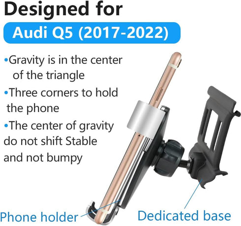 LUNQIN Car Phone Holder for Audi Q5 2018-2024, SQ5 2018-2024 Auto Interior Accessories, Best Phones Mount Cradle