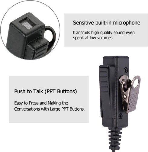 Compatible with Baofeng UV-5R BF-F8HP UV-82 Radios Earpiece, Kenwood 2 Pin Two Way Radio Headset Walkie Surveillance