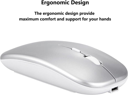 Wireless Bluetooth Mouse for Apple iPad, iPhone, MacBook, Android, Samsung Tablet, Dual-Mode Rechargeable Portable Mice