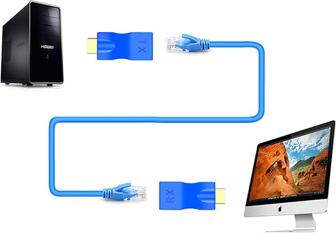 SNLLMZI RJ45 5e 6 1080p 30m PS4 4K 2K2 HDMI Extender,HDMI to Network Cable Extender Converter Repeater Over Cat / up