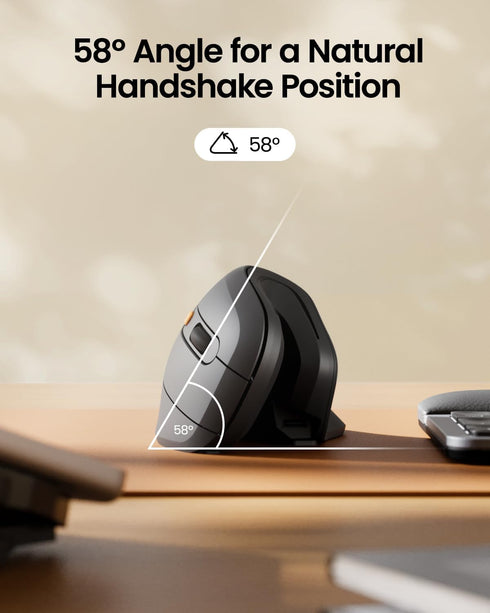ProtoArc Ergonomic Vertical Mouse, EM11 NL Bluetooth Wireless Mouse, USB Rechargeable for PC/Notebook/Laptop