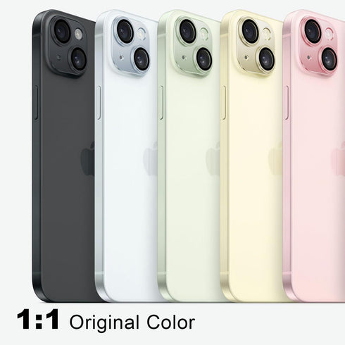 for iPhone 15 / iPhone 15 Plus Camera Lens Protector, Step Tempered Glass Camera Screen Cover Film Matte Alloy Metal Original invisible, Black, 2 Pack
