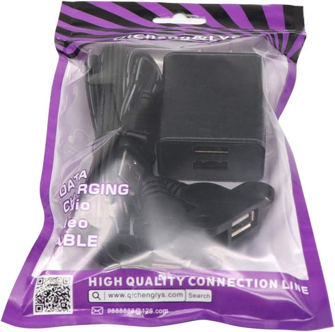 QiCheng&LYS USB 2.0 Male to Dual Female Charging Extension Cable, 5ft Panel Mount Cable with Screw Hole for Furniture