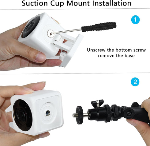 Camera Suction Cup Mount for Wyze Cam V4, V3, Google Nest Cam (Battery), 2 Pack, No Drilling Installation, Security