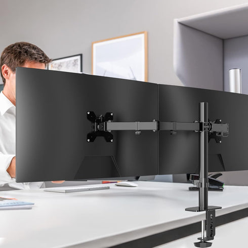 Pholiten Dual Monitor Arm, Computer Monitor Stand for 2 Monitors, Desk Mount for Dual Monitors