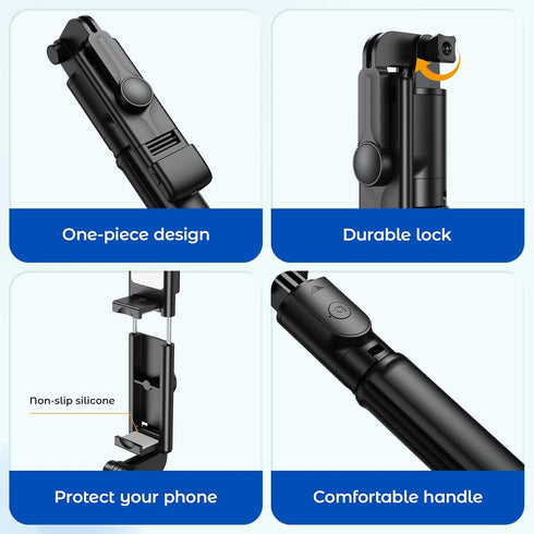 Aourxiv 4-7'' Selfie Stick Tripod with Light, Retractable Selfie Stick Tripod with Wireless Remote Control