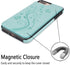 UEEBAI Case for iPhone XR, Luxury PU Leather Case with Card Slots, Stand Function, Butterfly Flower Pattern, Mint Green