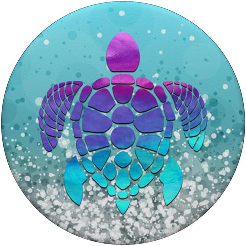 Purple Turquoise Turtle Phone Grip: Silver Light Blue PopSockets Standard PopGrip