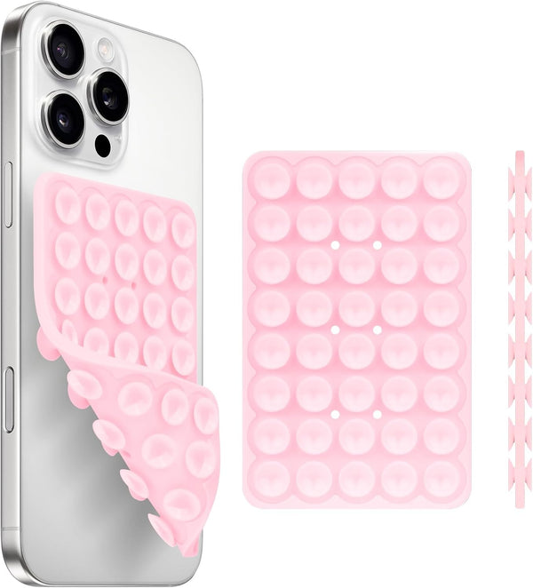 QxbBox Silicone Suction Cup Phone Case Mount Double Sided, Hands-Free Strong Grip Holder
