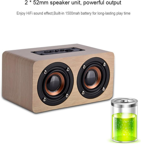 Zerone Wooden Bluetooth 4.2 Speaker, Portable Mini Multimedia Music Speakers with 2 Horns, Superior Sound Quality (Red