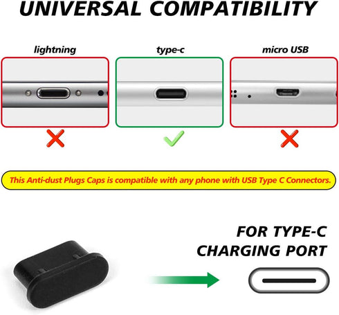 10x USB C Cover, Dust Port Plug Caps for iPhone 15 Pro Max, Samsung Galaxy S24, All Type-C Devices & MacBook