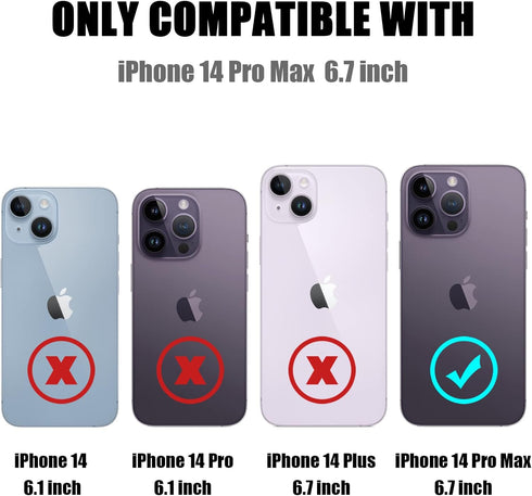 Nvollnoe iPhone 14 Pro Max Case: Heavy Duty Dual Layer Shockproof with Card Holder, Slim Wallet Case for Women & Men -