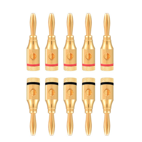 Taidda 10 Pcs Portable Lightweight Sturdy Durable Gold Plated Speaker Banana Connector Plug Wire Audio Adapter