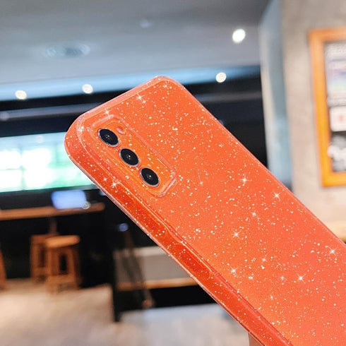MINSCOSE Compatible with Samsung Galaxy S20 FE 5G Case, Cute Neon Bright Color Glitter Bling Thin Slim Shockproof Cover