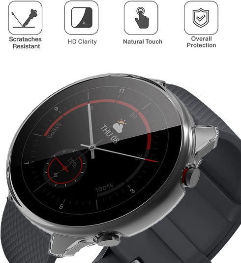 Hard PC Case with Tempered Glass Screen Protector for GTR 3 Pro/GTR 3 Smartwatch 2021 (Black, 1)