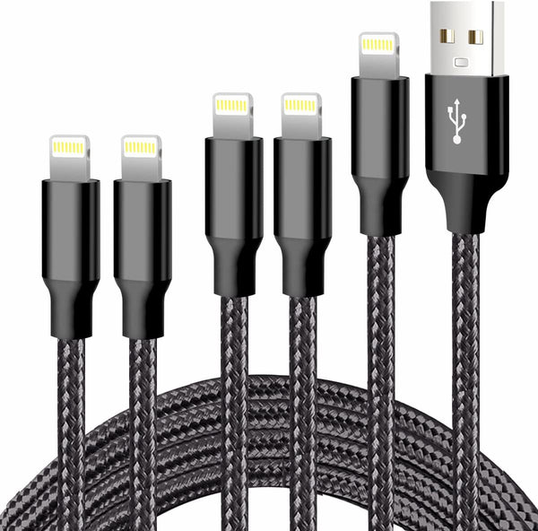 cugunu iPhone Charger, 5 Pack (3/3/6/6/10FT) MFi Certified Nylon Braided Fast Charging Cable for iPhone