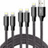 cugunu iPhone Charger, 5 Pack (3/3/6/6/10FT) MFi Certified Nylon Braided Fast Charging Cable for iPhone