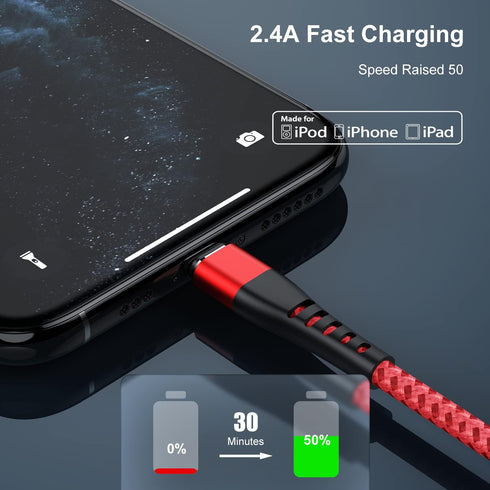 Essri Phone Charger Cord 1FT 2Pack, USB to Lighting Cable 1 Feet, Nylon Braided Long Charging Cable for iPhone 14/13