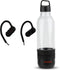 AIWA Water Bottle with Speaker and Earphone Bundle, 400ml Bottle with 4 Hour Playtime, Black