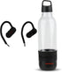 AIWA Water Bottle with Speaker and Earphone Bundle, 400ml Bottle with 4 Hour Playtime, Black