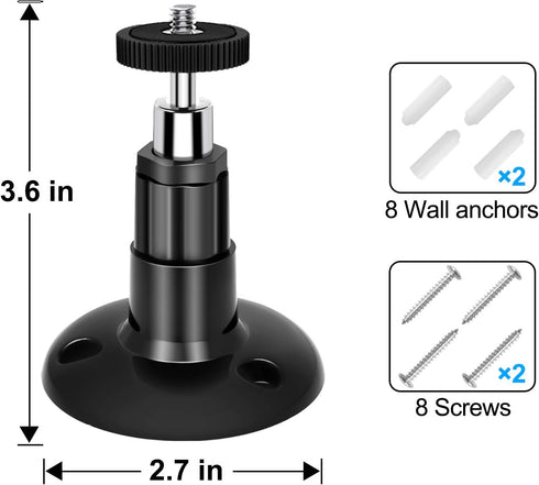 Adjustable Wall Mount for Wyze Cam Pan & Wyze Cam V3/Ring Camera, Indoor Outdoor Mount, 2 Pack Black