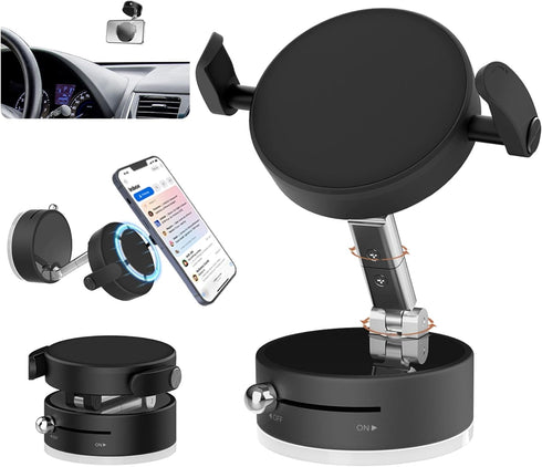 SEVENKA 360 Rotatable Vacuum Magnetic Phone Holder Stretchable Clamp Compatible with iPhone Samsung