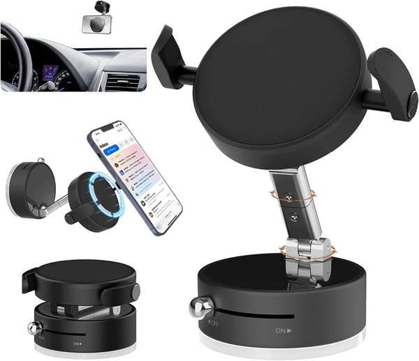 SEVENKA 360 Rotatable Vacuum Magnetic Phone Holder Stretchable Clamp Compatible with iPhone Samsung