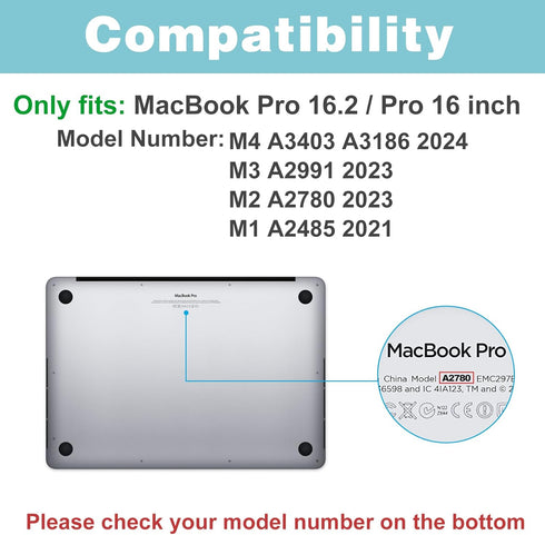 ProCase Slim Hard Shell Case for MacBook Pro 16.2 Inch 2024, with Keyboard Cover and Touch ID