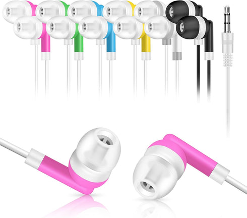 Kids Bulk Earbuds Headphones 50 Pack Multi Colored Wholesale Wired Earphones Perfect