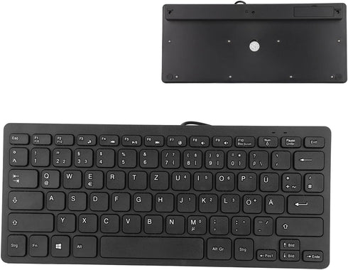 Yoidesu Wired Keyboard, TT-A01 78 Keys USB Mute Ultra Thin Mini Keyboard for PC Laptop (German)