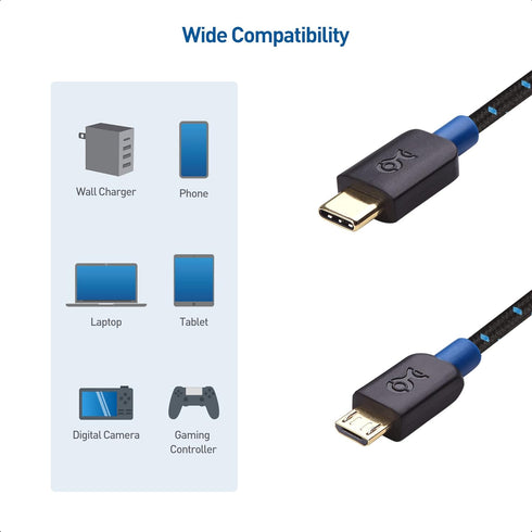Cable Matters 6.6 ft Braided USB C to Micro USB Cable - Black (USB Type C to Micro USB)