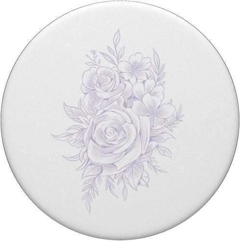 PopSockets Standard PopGrip, Light Pastel Purple White Floral