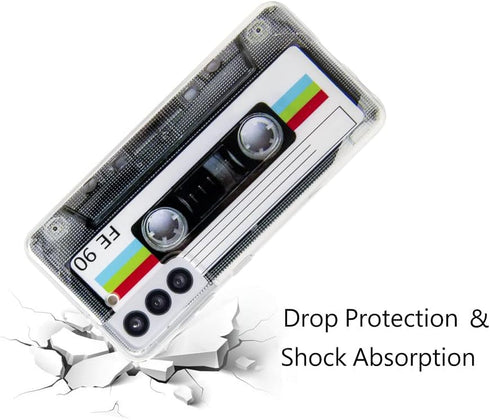FAteam Shockproof Case for Galaxy S21 5G - Scratchproof TPU Soft Bumper Retro Cassette Tape Compatible with Samsung