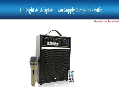 UpBright 9V AC Adapter Compatible with Pyle PWMAB2 PWMAB250 Boom Rock BoomRock Bluetooth Portable PA Speaker Karaoke System PWMAB250BK PYLPWMAB250BK PWMAB250RD DC 9 V 1.5A Power Supply Battery Charger