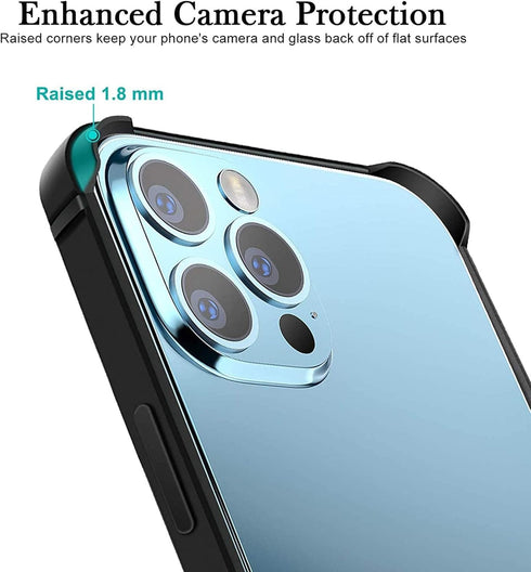 New Aluminum Frame Metal Bumper Case for iPhone 13 Pro Max, Slim Hard Cover with Soft Inner Bumper, Raised Edge