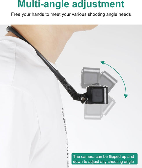 PULUZ Adjustable Neck Mount for GoPro Action Cameras - POV Selfie Holder Lanyard Strap