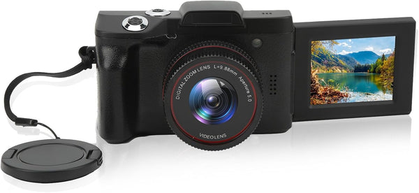 Portable Digital Video Camera Camcorder, 16MP 16X 1080P with 2.4 Inch 180 Degree Flip Screen for Beginners