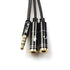 REXUS Black 3.5mm Y Splitter Stereo Audio Cable, 4-Pole Male to 2 Female for Headphone, Compatible with Mobile Phone