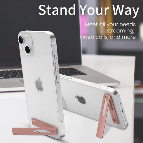 OBHEI Mini Phone Kickstand, Folding Invisible Portable Metal Cell Phone Stand Holder for Desk, Compatible with iPhone