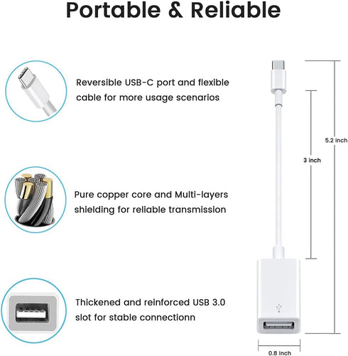 USB C to USB 3.0 Adapter (2 Pack), Type C to USB 3.0 Female OTG Cable for MacBook Pro/Air M2/M1/2020, iPhone 15
