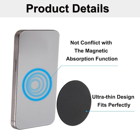 MECCANIXITY 1.18" 8Pcs Replacement Metal Plates Black Thin Adhesive Back Magnet Stickers for Magnetic Mount Phone