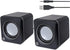 MANHATTAN USB Powered Stereo Speaker System - Small Size with Volume Control & 3.5mm Audio Plug, Black Silver